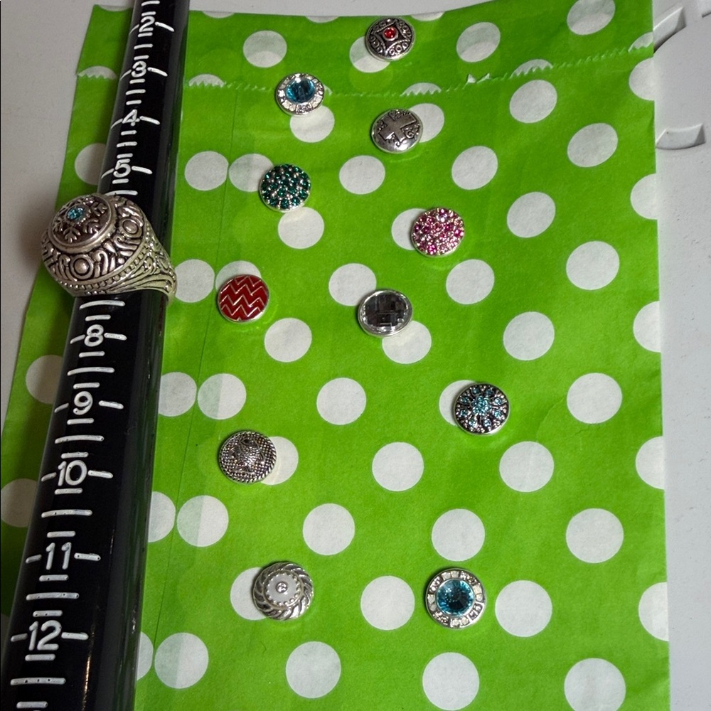 Intricate Silver Tone Ring Interchangeable Magnets - image 3